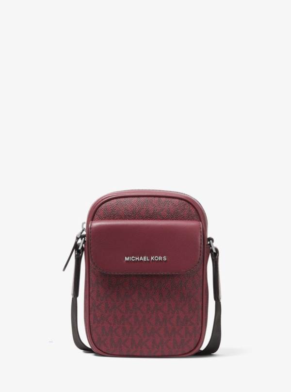 Panske Crossbody Kabelka Michael Kors Hudson Logo Smartphone Bordove - Tasky Michael Kors Akcia | CFXQJ-2137